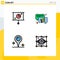 Set of 4 Modern UI Icons Symbols Signs for business, marker, teamwork, chat, design