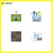 Set of 4 Modern UI Icons Symbols Signs for cash, interior, mail, closet, paper