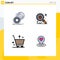 Set of 4 Modern UI Icons Symbols Signs for cd, commerce, software, optimization, from