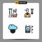 Set of 4 Modern UI Icons Symbols Signs for chemistry, service, science, man, private