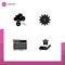Set of 4 Modern UI Icons Symbols Signs for cloud, midi, gear, success, synthesizer