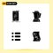 Set of 4 Modern UI Icons Symbols Signs for device, list, smartphone, electric, text