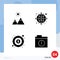 Set of 4 Modern UI Icons Symbols Signs for extreme, profit, peak, internet, goal