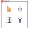 Set of 4 Modern UI Icons Symbols Signs for foam hand, transport, american, open, achievement