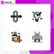 Set of 4 Modern UI Icons Symbols Signs for gateway, money, management, advertising, robotic