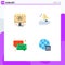 Set of 4 Modern UI Icons Symbols Signs for info, help, sale board, transport, support