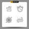 Set of 4 Modern UI Icons Symbols Signs for man, china, person, clock, flower