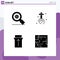 Set of 4 Modern UI Icons Symbols Signs for research, slide, setting, cross, labyrinth