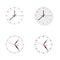 Set of 4 modern watches black round dials on white background