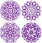 Set of 4 one color round ornaments, Lace floral patterns