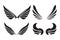 Set of 4 pair of decorative vector wings isolated on white.