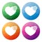 Set of 4 polygonal buttons for heart with plus sign - add to wis