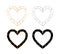 Set of 4 polygonal gradient heart frames. Silver and gold poly elements