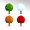 Set of 4 polygonal trees for all seasons Spring Summer Autumn Wi