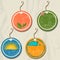 Set of 4 retro summer tags.