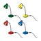 Set of 4 retro table colorful lamps with switcher
