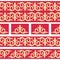 Set of 4 seamless border with motifs of Kazakh, Kyrgyz, Uzbek, national Asian decor