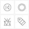 Set of 4 Simple Line Icons of back, Christmas, multimedia, round, party