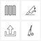 Set of 4 Simple Line Icons of books, submit, appliances, house, upload