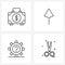 Set of 4 Simple Line Icons of briefcase, settings, finance, arrow, call