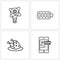 Set of 4 Simple Line Icons of bulb, food, idea, power, hotel