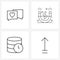 Set of 4 Simple Line Icons of chatting, navigation, heart, coins, arrow