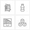 Set of 4 Simple Line Icons of clipboard, schedule, drink, calendar, happy