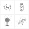 Set of 4 Simple Line Icons of dumbbell, gift, fitness, storage, message