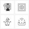 Set of 4 Simple Line Icons of gdpr file security, celebrations, cpu, tech, phone