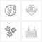 Set of 4 Simple Line Icons of globe, gear, find, state, all