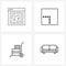 Set of 4 Simple Line Icons of music, cart, website, pathfinder, couch