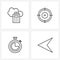 Set of 4 Simple Line Icons for Web and Print such as accounting, watch, aim, target, cursor