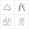 Set of 4 Simple Line Icons for Web and Print such as arrow, drinks, up, valentine, ui basic