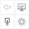 Set of 4 Simple Line Icons for Web and Print such as arrow; idea; left; monitor; pencil