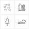 Set of 4 Simple Line Icons for Web and Print such as astronomy, Christmas tree, spaceship, phone, Christmas