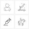 Set of 4 Simple Line Icons for Web and Print such as avatar; medical; swimming; sports; horse