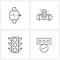 Set of 4 Simple Line Icons for Web and Print such as clock, authentication, buildings, traffic signals, dashboard