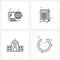 Set of 4 Simple Line Icons for Web and Print such as computer, finance, tech, tablet, arrow