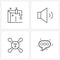 Set of 4 Simple Line Icons for Web and Print such as eco, smart, water, speaker, massage