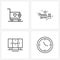 Set of 4 Simple Line Icons for Web and Print such as medical; furniture; heart; beach; house