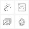 Set of 4 Simple Line Icons for Web and Print such as mic; image; media; loading; jpeg