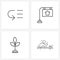 Set of 4 Simple Line Icons for Web and Print such as return, biology, way, house, food