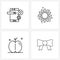 Set of 4 Simple Line Icons for Web and Print such as smartphone, learn, avatar, nature, school