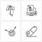 Set of 4 Simple Line Icons for Web and Print such as umbrella, target, medical, text, goal