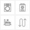Set of 4 Simple Line Icons for Web and Print such as washing machine, hospital, clipboard, text, arrow