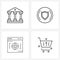 Set of 4 UI Icons and symbols for account, browser, building, protected, data