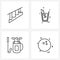 Set of 4 UI Icons and symbols for apartment, bag, home, drink, golf clubs