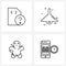 Set of 4 UI Icons and symbols for card; doll; question mark; lamp; scary