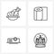 Set of 4 UI Icons and symbols for chicken meat, presentation, meal, paper, film