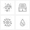 Set of 4 UI Icons and symbols for Christmas; entertainment; stars; inbox; drop